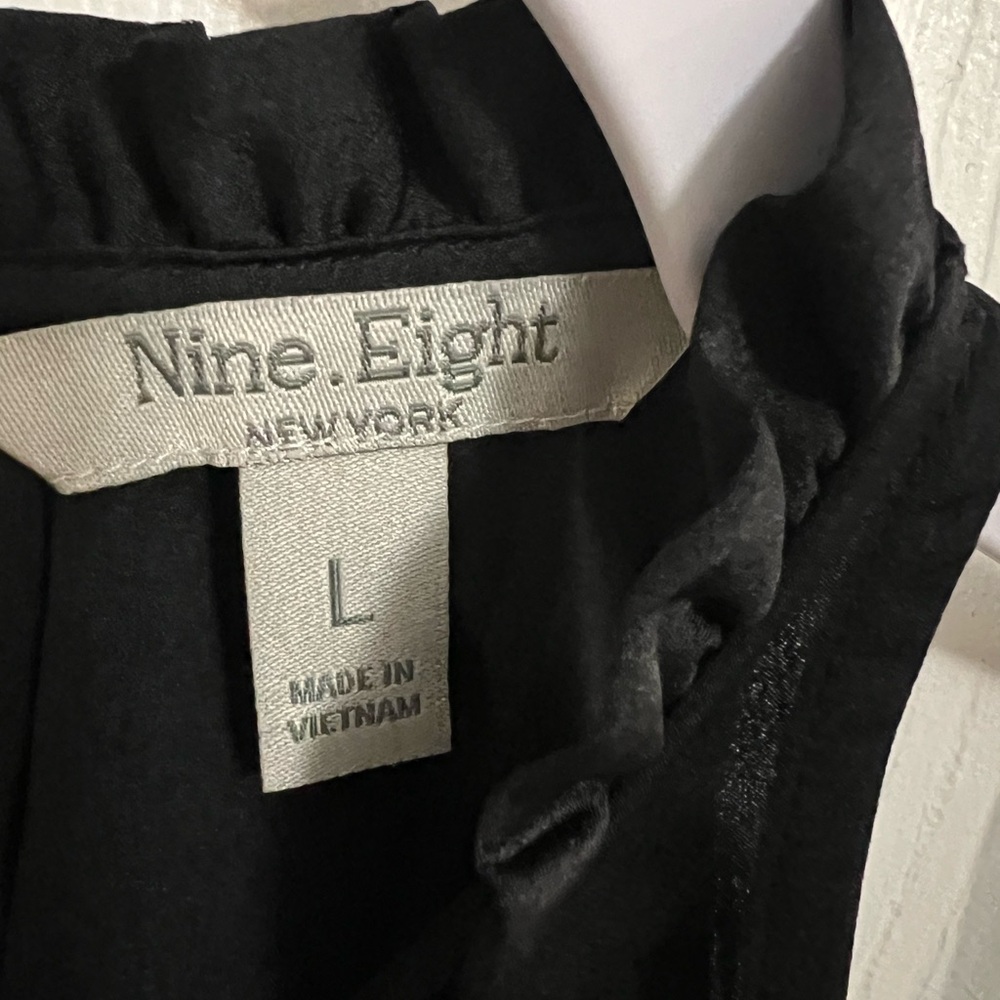 33) Nine.Eight Women's Satin Halter Midi Dress black tiered Size Large NWT - Picture 6 of 8